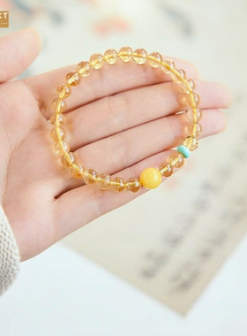 XKDDCT石水手串金发晶茶晶女款手