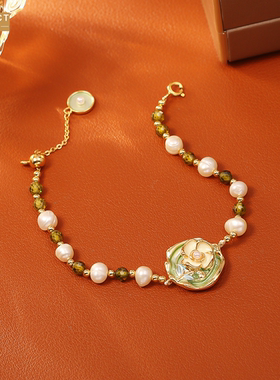 XKDDCT中古风淡水珍珠手链莫奈花