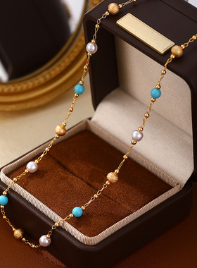 XKDDCT新款真金电镀珍珠项链女轻