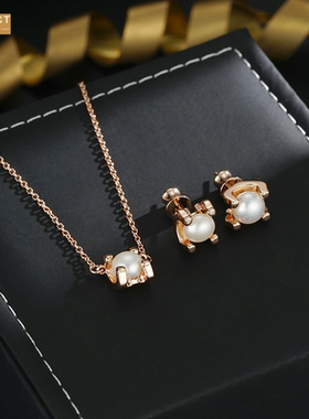 XKDDCT新款 网络爆款淡水珍珠牛角头四爪镶嵌玫瑰金耳钉O2qh1全新