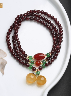 XKDDCT新款三圈石榴石手链双葫
