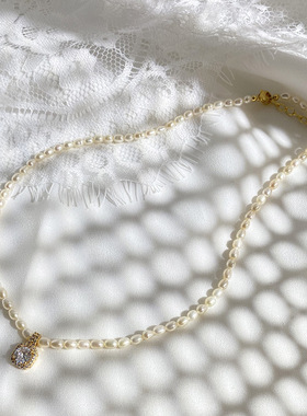 XKDDCT天然淡水珍珠项链女光亮米