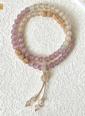 XKDDCT粉色猫眼石木珠拼接精致中