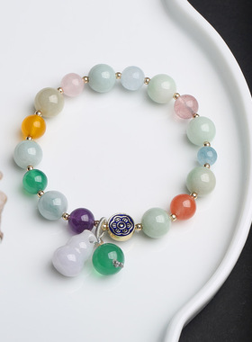 XKDDCT复古翡翠葫芦手串玉髓水晶