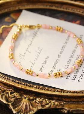 XKDDCT粉色桃花招财好运水晶手链