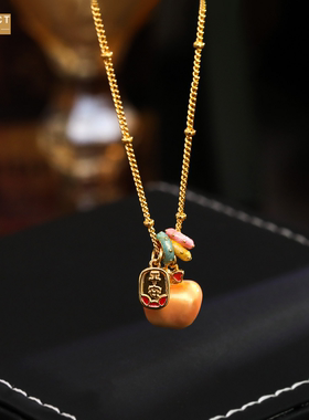 XKDDCT秋冬红平安项链国潮时尚珠