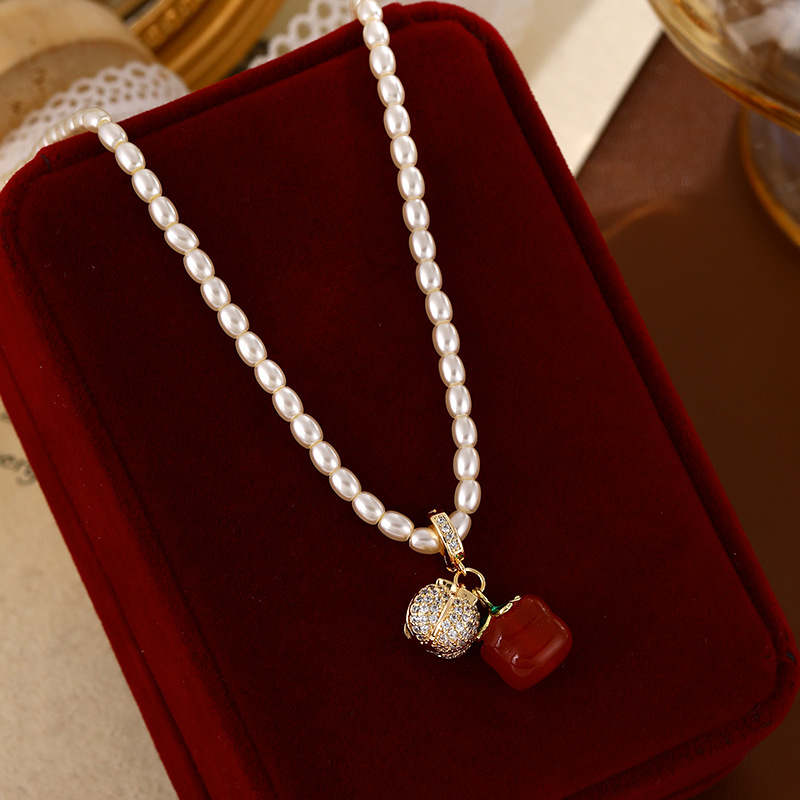 XKDDCT复古红玛瑙柿柿如意珍珠锆