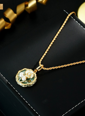 XKDDCT绿色油画风淡水珠花朵圆形