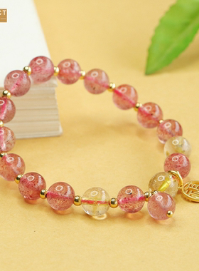 XKDDCT新款石手链女金发晶串珠