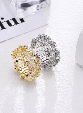 XKDDCT新款锆石镂空繁花朵戒指女