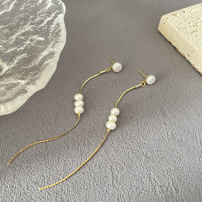 XKDDCT天然淡水耳环串珠简约长款