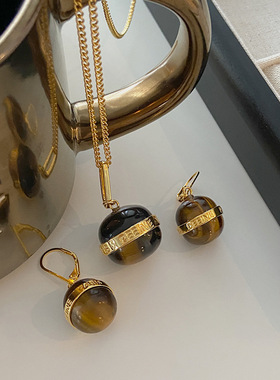 XKDDCTCE虎眼石吊坠项链欧美毛衣