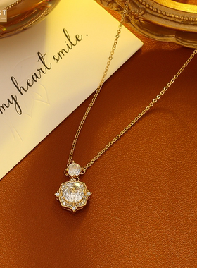 XKDDCT高级感玫瑰切锆石项链精致