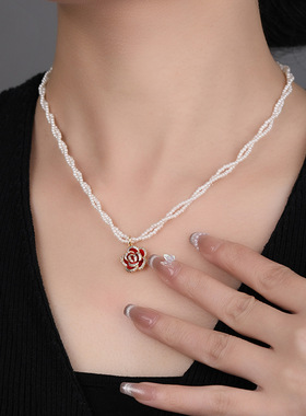 XKDDCT叠戴珍珠项链不色秋冬女百