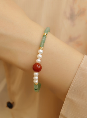 XKDDCT新款天然淡水珍珠红玛瑙水