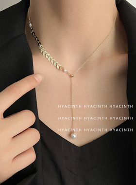 XKDDCT韩版气质麦穗珍珠项链女极