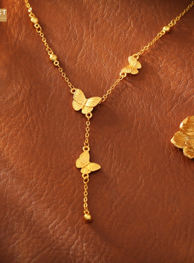 XKDDCT爆款沙金蝴蝶项链高级感精