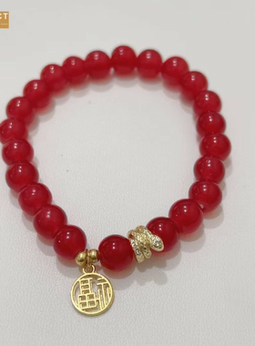 XKDDCT新款红手链女福牌吊坠简