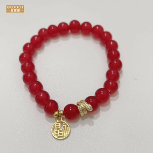 XKDDCT新款 红手链女福牌吊坠简约百搭生肖蛇本命年蛇年手串款