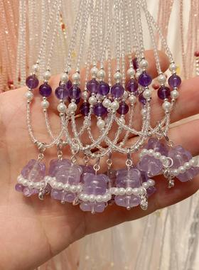 XKDDCT新款天然水晶项链夏季紫水