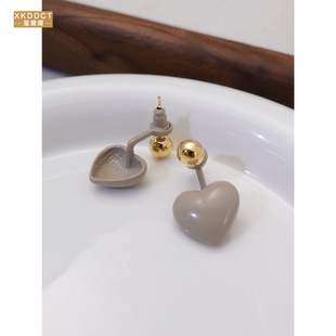 XKDDCT滴釉爱心耳钉法式 OL气质冷淡风女 温柔风耳饰高级感小众时尚