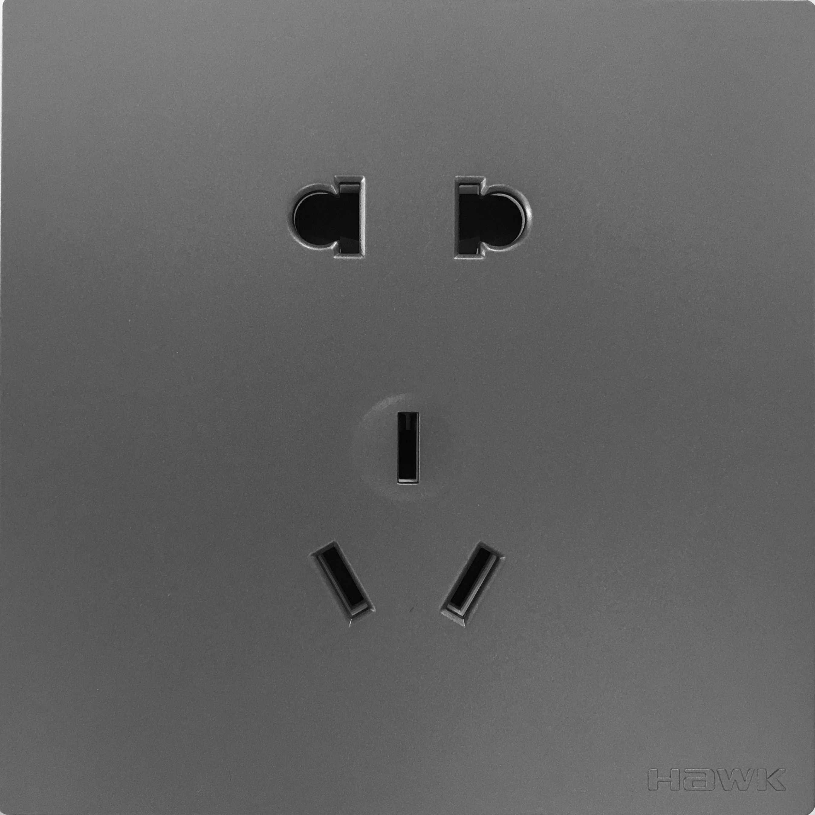 捷鹰d6灰色套装五孔无框纯平插座开关面板 套装五孔墙壁插座