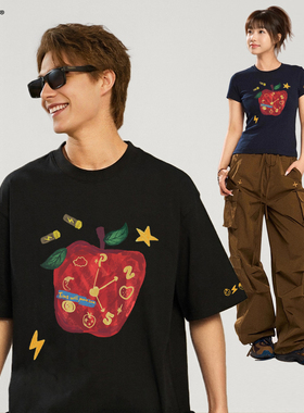 PCMY修身显瘦正肩女士T恤情侣装2026夏季宽松短袖男减龄潮牌上衣