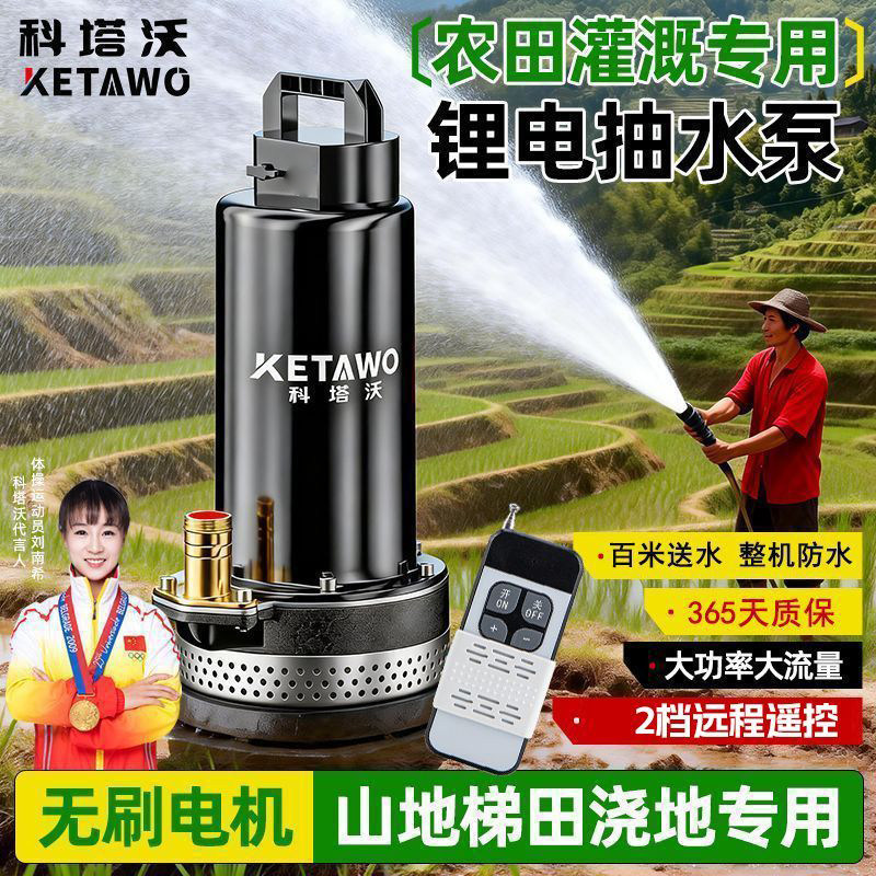 锂电直流遥控潜水泵农用灌溉浇菜充电式小型高扬程便携无线抽水泵