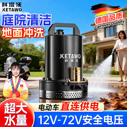 电瓶车专用潜水泵12V48V60V72V大流量大功率家用清洁井水抽水机