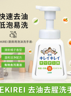 日本LION狮王厨房专用去腥泡沫洗手液皂液替换装泡泡成人补充装