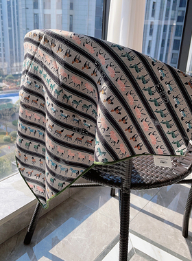 绿色小马新款丝毛中方巾真丝羊毛护脖保暖女双面异色围脖冬季围巾