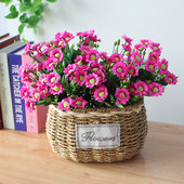 草编花盆编织小花篮摆件客厅插干花仿真花花篮子手提藤编花盆田园