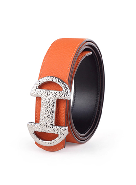 男士商务休闲腰带 月球陨石坑款银色H扣togo头层牛皮腰带皮带男