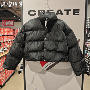 匡威秋冬女款高领黑色复古立领保暖宽松棉服外短款外套10026797