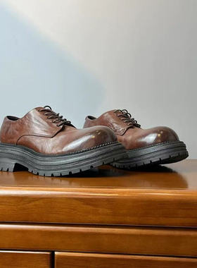 D802欧版~欧货水洗马皮《内里头层牛皮》擦色德比鞋厚底乐福鞋