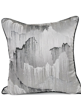 清仓样板间酒店别墅黑白渐变山水抱枕 灰色百搭抱沙发靠枕新中式