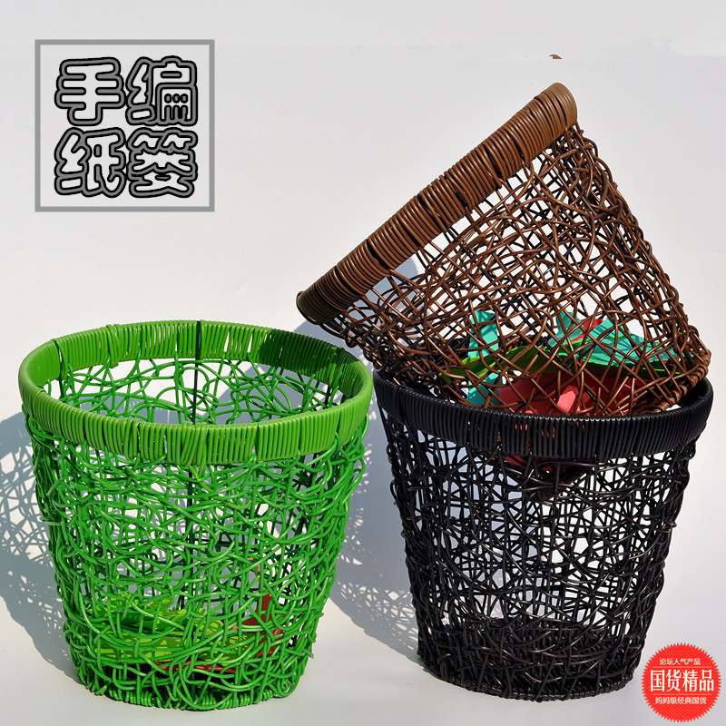 垃圾收纳桶办公室手工编织废纸篓