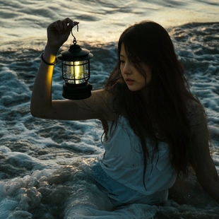 复古马灯太阳能户外帐篷露营灯照明挂式阳台氛围感摆件拍照小夜灯