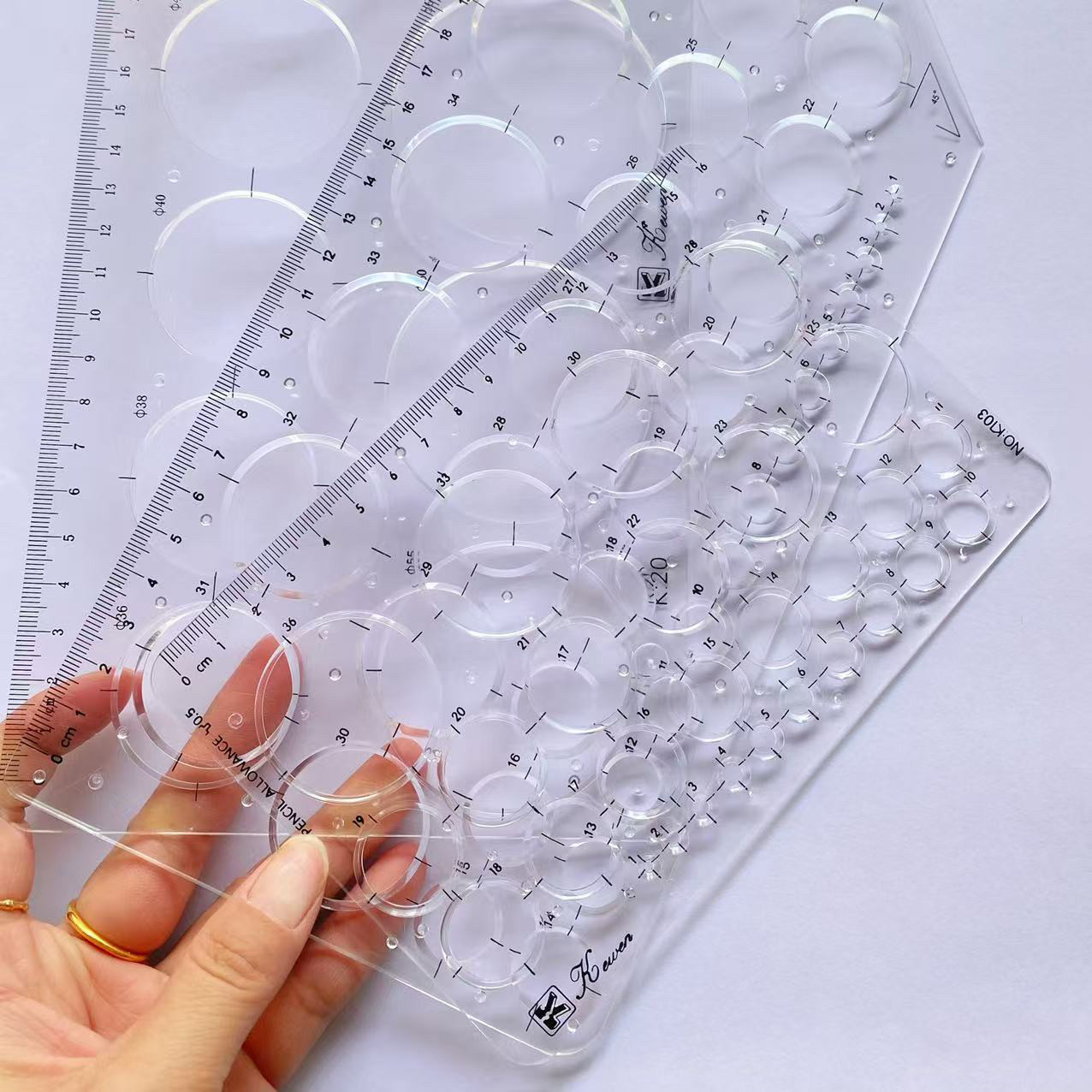 绘图模板尺 科文透明画圆模板多椭圆绘画模板 绘图制图尺建筑模版