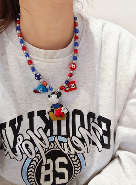 JMH小吴同学 原创中古米奇多巴胺水晶项链韩系可爱毛衣链潮流配饰