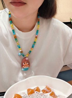 JMH小吴同学 哭娃Crybaby度假海洋系列萌粒方糖水晶潮玩项链