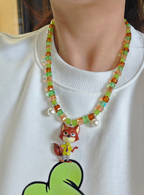 疯狂动物城尼克狐狸水晶串珠项链