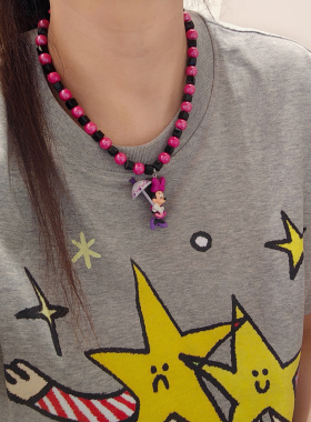 JMH小吴同学 原创米奇米妮可爱串珠项链韩系小众卡通甜酷锁骨链