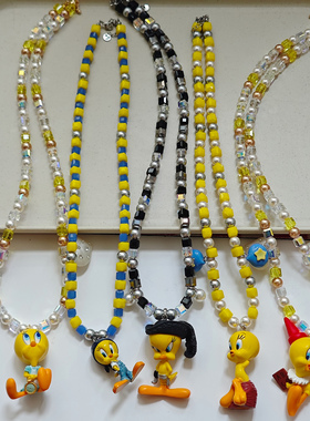 JMH小吴同学 TWeety翠儿崔弟崔迪乐一通vintage中古玩偶水晶项链