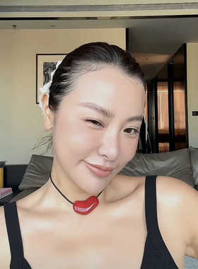 珐琅红色马总同款张悦儿桃心项链