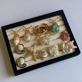 原创手作款 度假风波西米亚天然贝壳海星海螺螃蟹蜗牛开口叠戴戒指