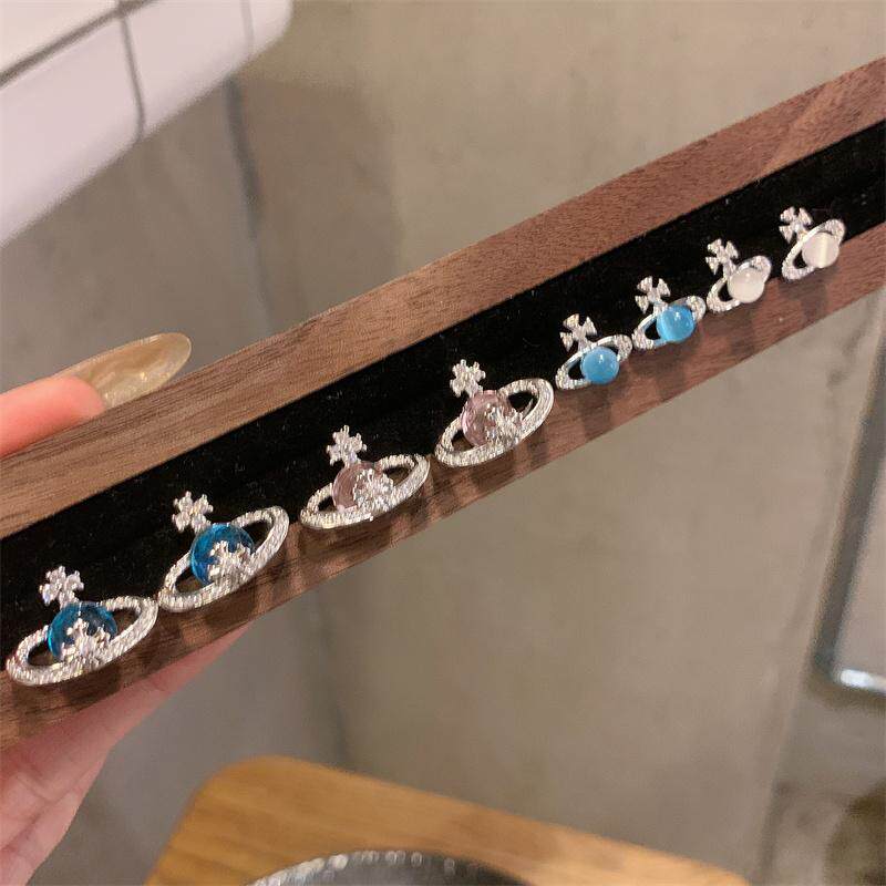 韩国小众设计蓝色粉色星球耳钉气质高级感蓝色土星耳环女925银针,饰品/流行首饰/时尚饰品新,耳钉,淘宝优惠券,粉丝福利购,淘宝优惠卷