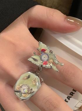 新中式烧蓝滴釉工艺蝴蝶戒指