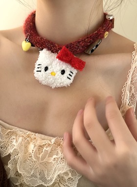 毛绒毛线锁骨链女锁骨链