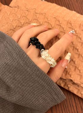 女仿水晶欧美风串珠碎石米珠戒指